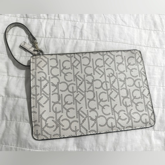 Calvin Klein Gray Monogram Clutch - Picture 1 of 5